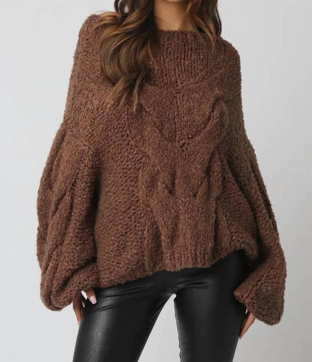 NEW OLIVACEOUS jamie braided sweater in brown